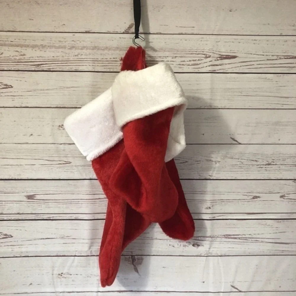 3 Holiday‎ Red Velveteen Christmas Stocking White Cuff 14” To 16”